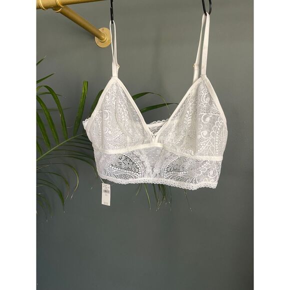 aerie Other - Aerie Elegant White Lace Bralette Floral Pattern Romantic Lingerie Size| L